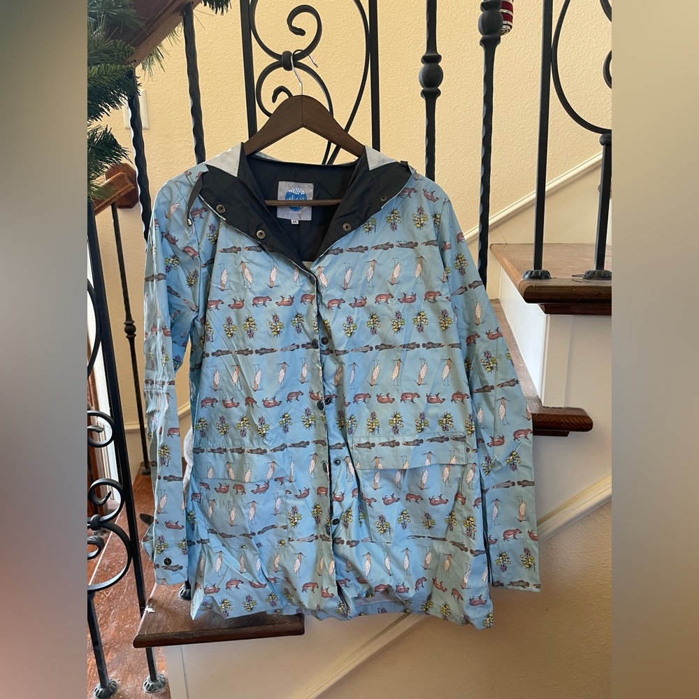 Please Rain Light Blue Patterned Raincoat Size Xs - image 2